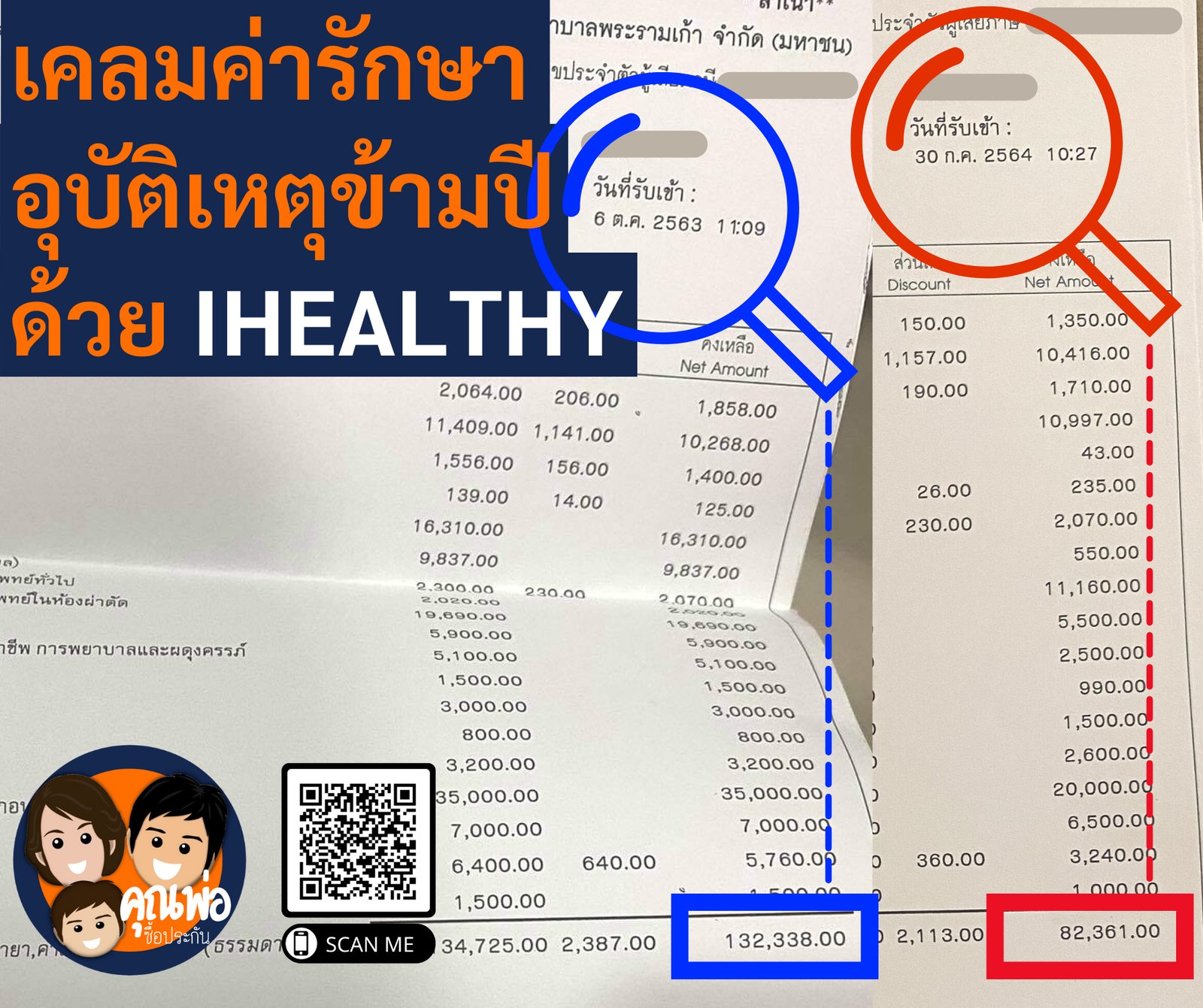 รูปรีวิวเคลม บาดเจ็บจากอุบัติเหตุ ผ่าตัดและนอนโรงพยาบาล แล้วต้องกลับมารักษาต่ออีกครั้งในปีกรมธรรม์ถัดไป (ปิดชื่อลูกค้าแล้ว)